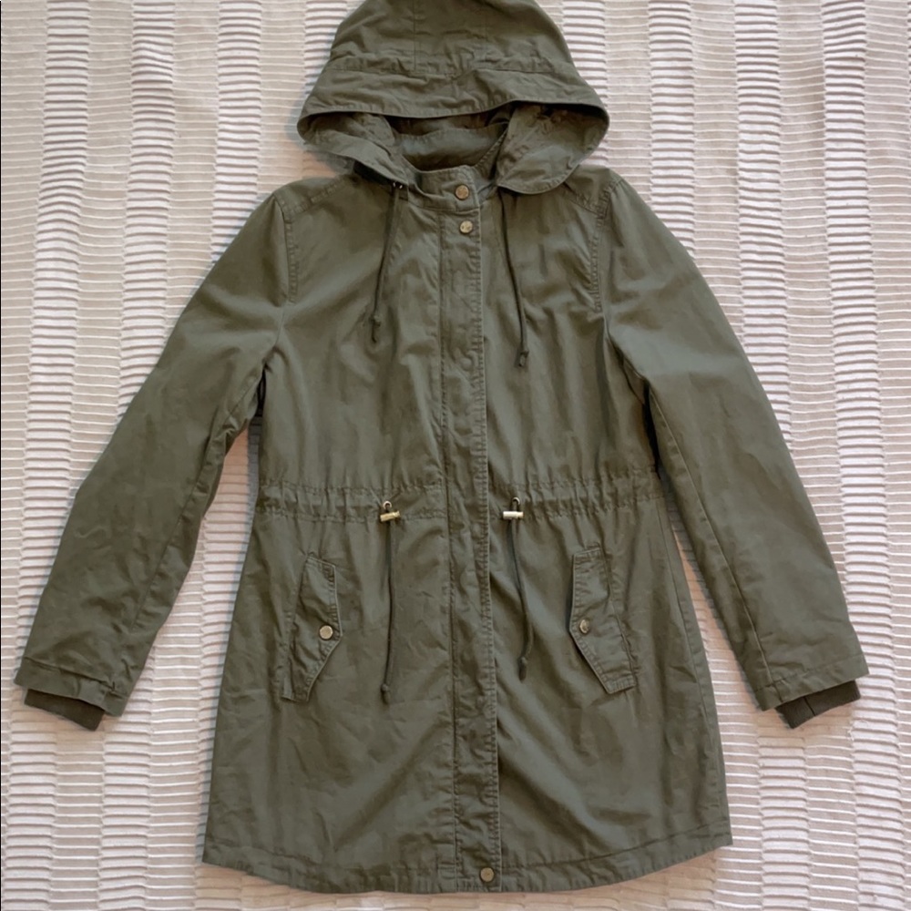 Green rain coat